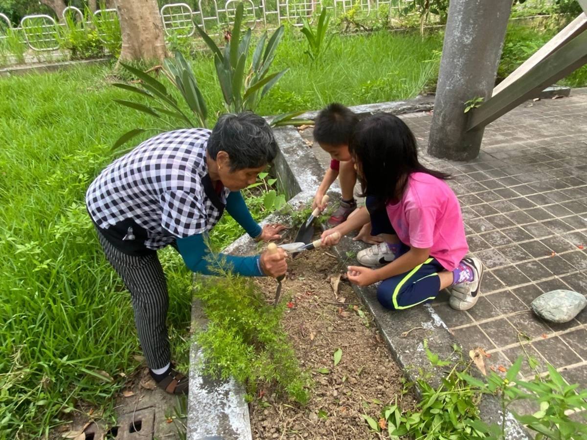 池上有福館開闢了菜園區、香草植物區，讓長輩與小朋友一起種植蔬果、香草植物，經驗傳承，收成後成為共餐食材，多的還能分送給附近的弱勢家庭。