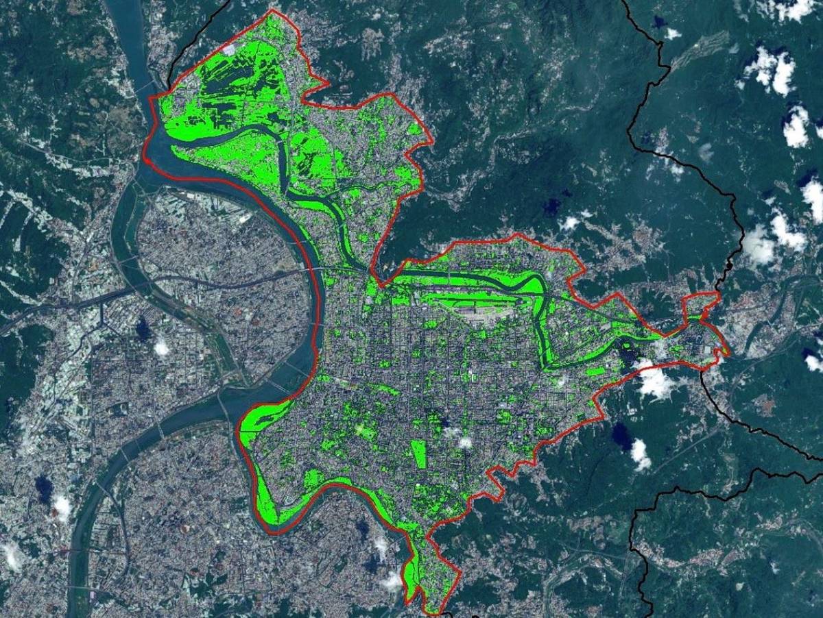 圖2. 台北市都會區綠地分布圖。(農委會林試所提供)