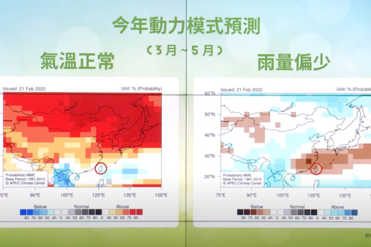 111年氣象局春季展望 預估氣溫正常、雨量正常至偏少
