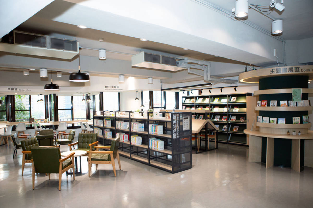 揮別以往陳舊昏暗的束縛感，重新開幕的五股分館，以時下最夯的莫蘭迪風，打造「小清新」文青圖書館 (新北市圖提供)