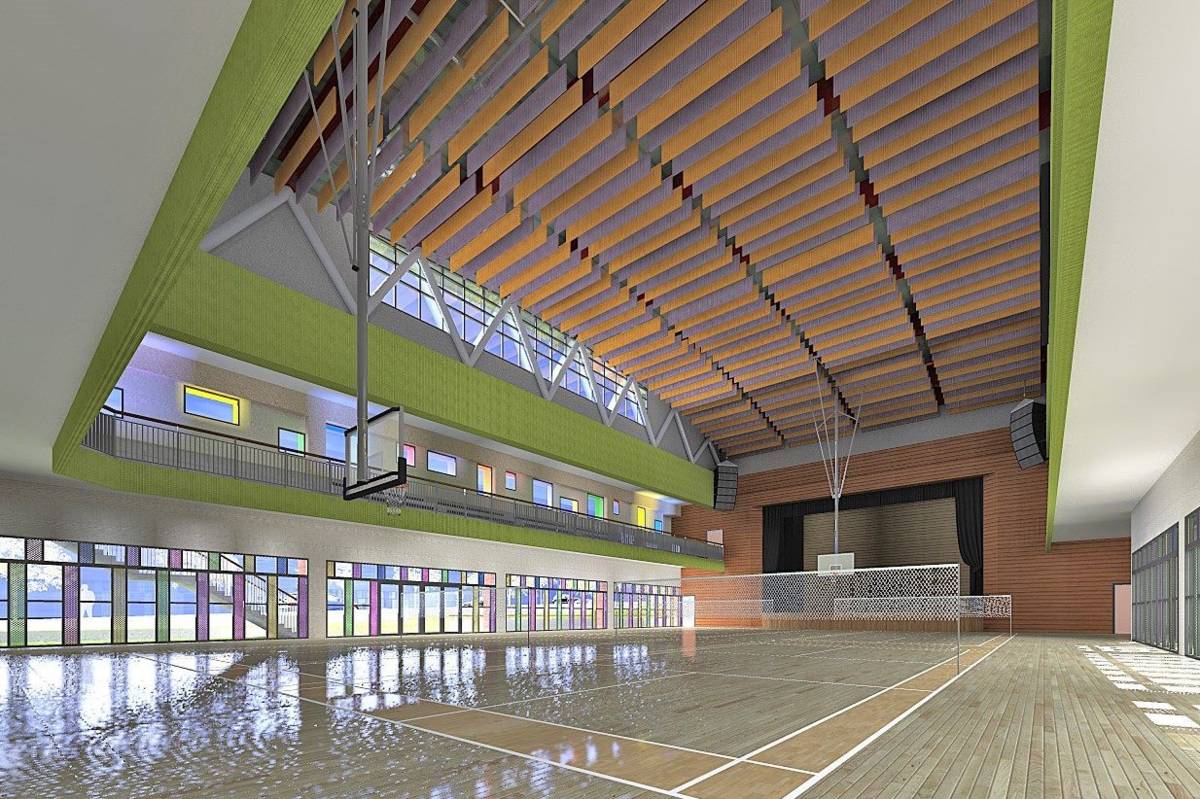 內湖國中新建大樓綜合球場完工模擬圖