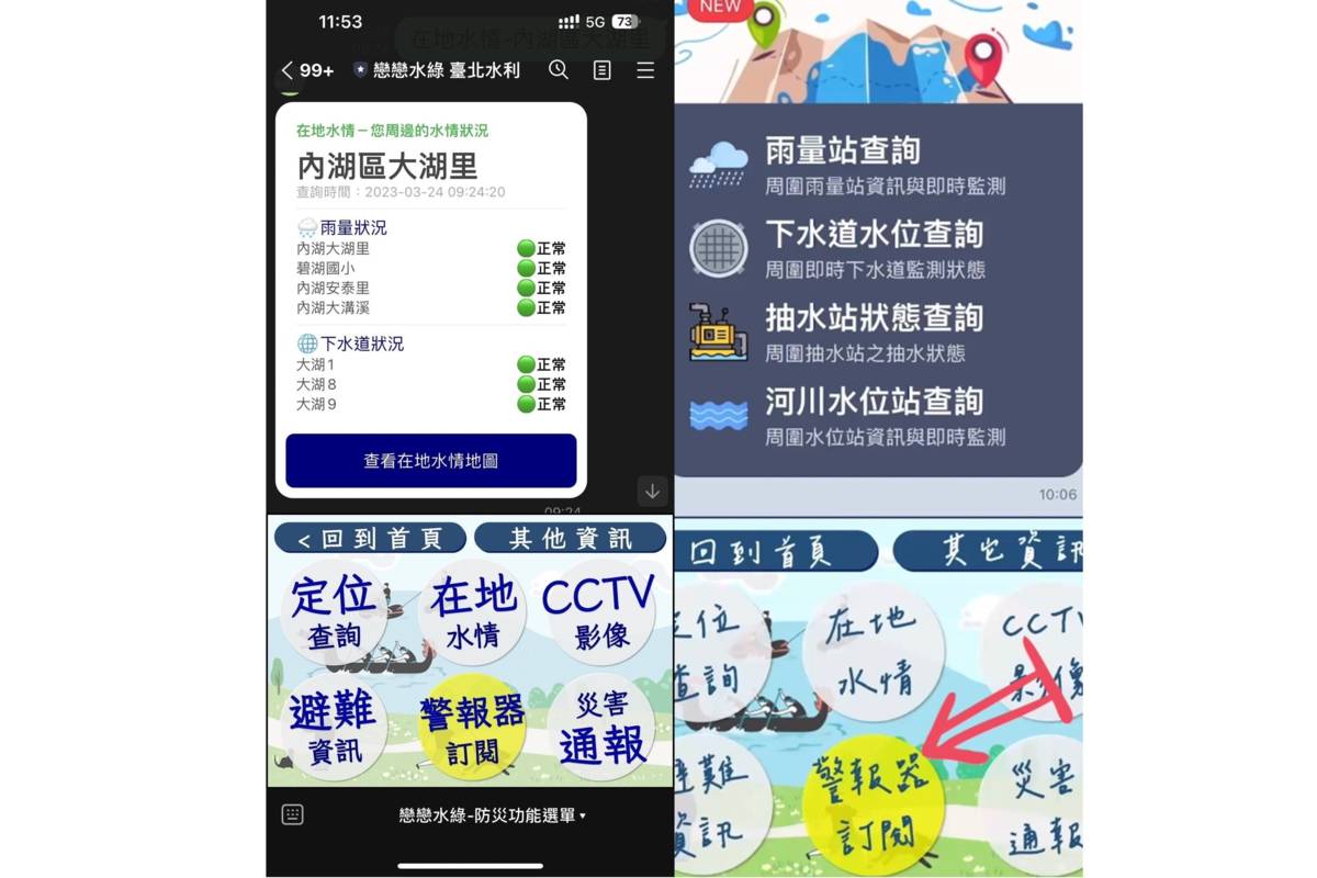 「戀戀水綠 臺北水利」已正式開放訂閱功能，系統將主動推播警報資訊
