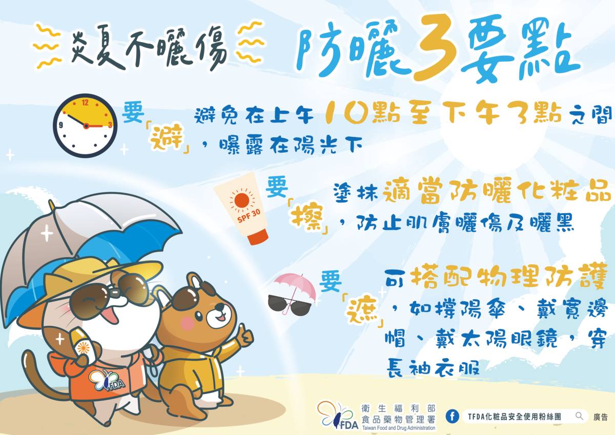 炎炎夏日不曬傷 食藥署提醒防曬3要點
