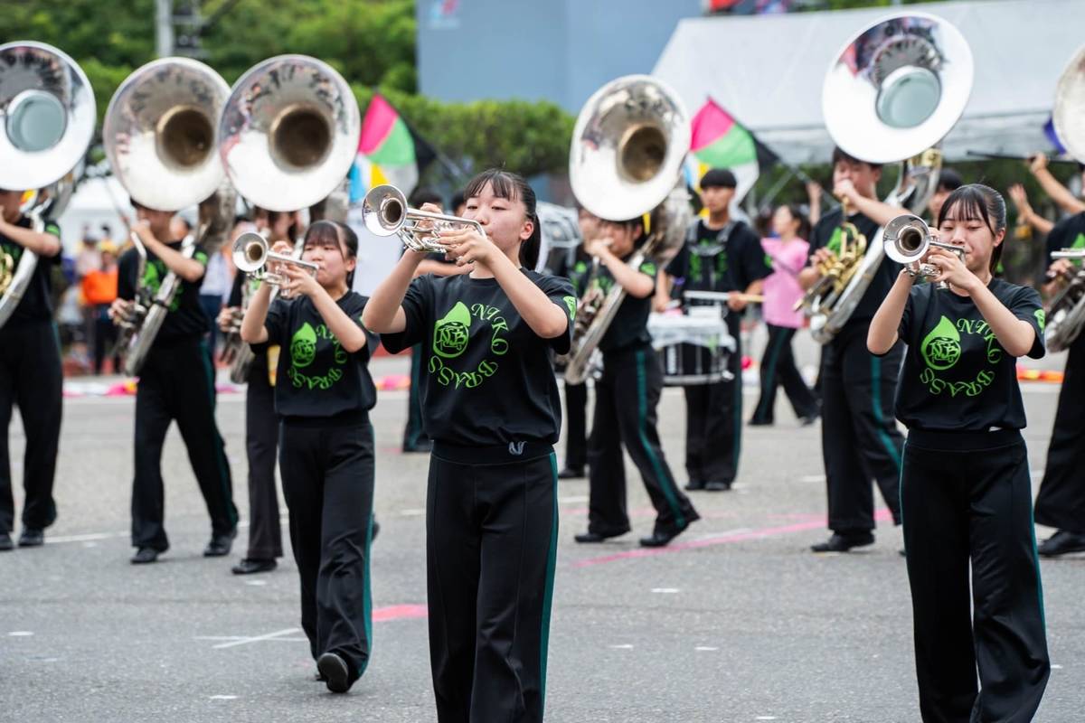 有「翡翠騎士」稱號的日本東京農業大學第二高等學校吹奏樂部，在國慶預演的演出