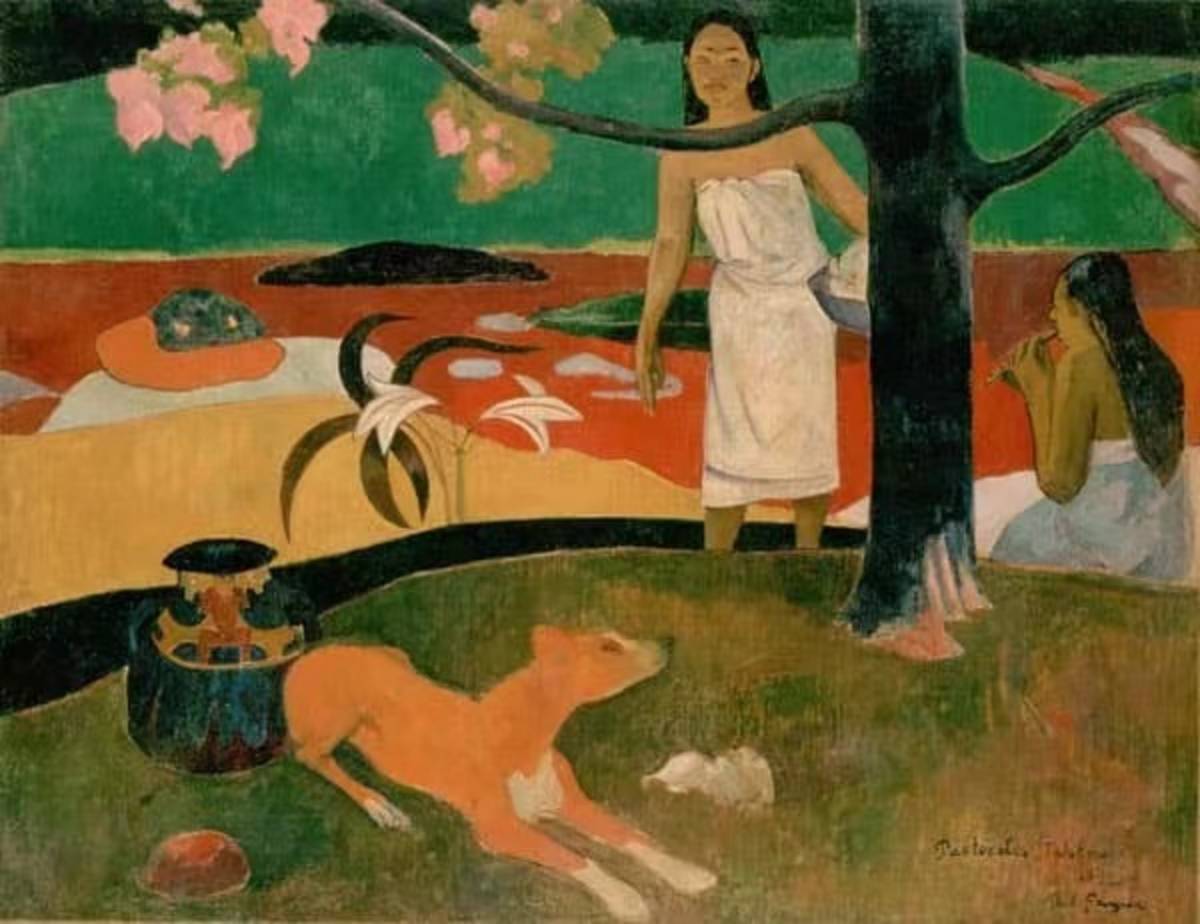 高更作品。大溪地田園曲，1892，油彩．畫布，87.5 x 113.7 cm