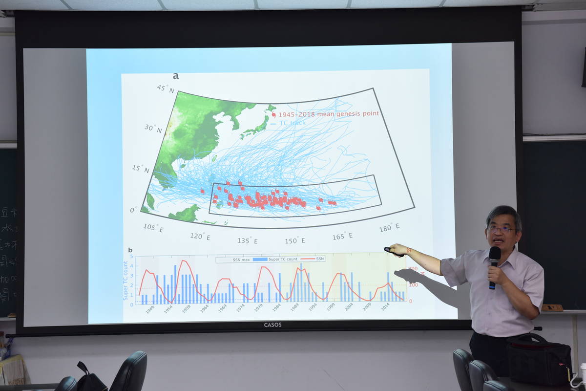 國立臺灣師範大學地球科學系教授吳朝榮研究太陽活動與颱風之間的關係。(臺師大提供)