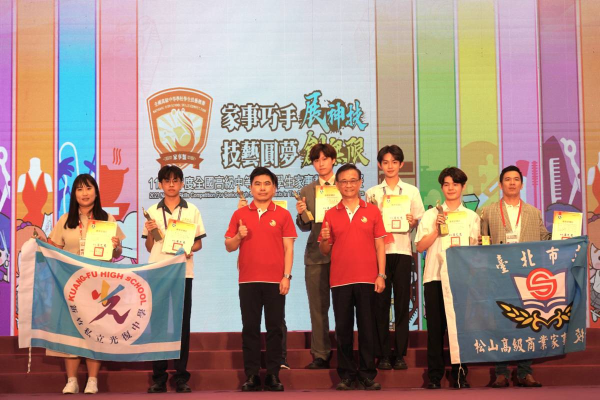 臺北市學生在112學年度全國高級中等學校家事類學生技藝競賽中榮獲8金手、4優勝和3團體獎