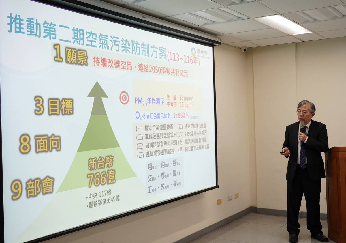 環境部大氣司張順欽司長說明第二期空氣污染防制方案(環境部提供)