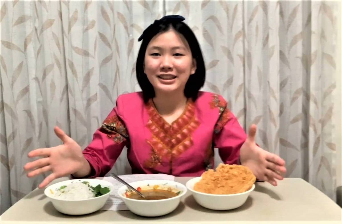 永和國中黃上育同學於參賽影片中詳細介紹緬甸美食魚湯麵