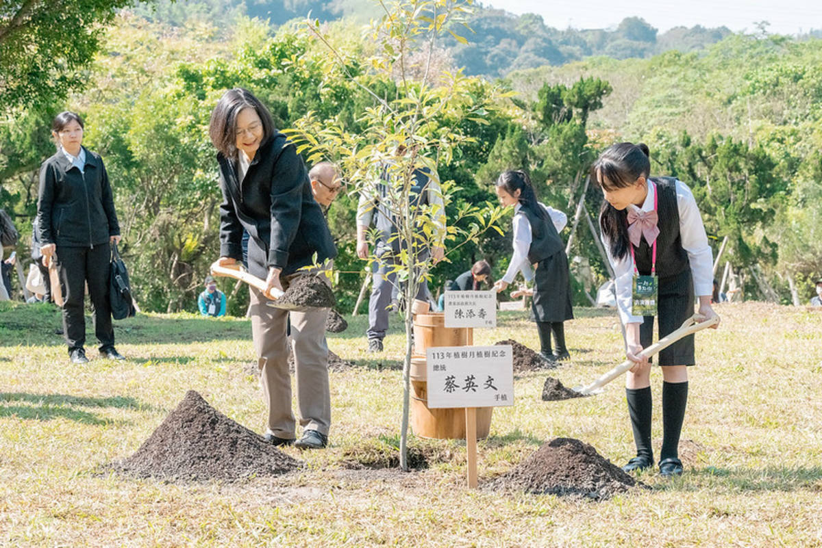 蔡英文總統參加植樹活動(總統府提供)