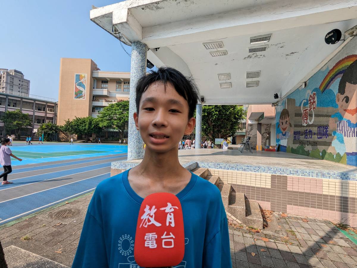 六年級學生蔡昀叡很開心能邊跑步邊做公益