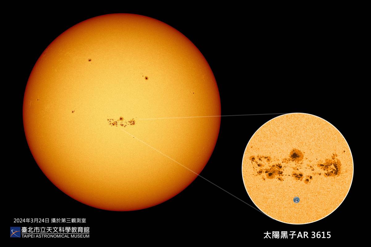 近期太陽黑子數量增加，是觀察太陽黑子的最佳時機(圖片提供:臺北天文館)