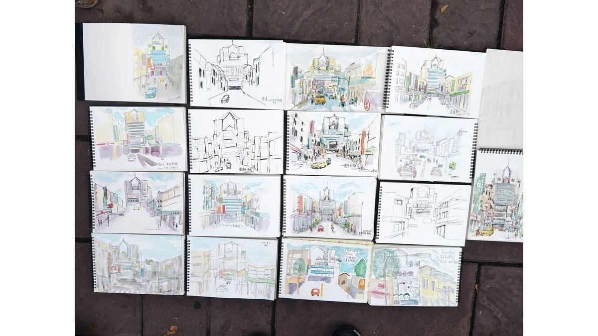 手繪下的溫度》速寫學員創作員林黃金帝國大樓 作品