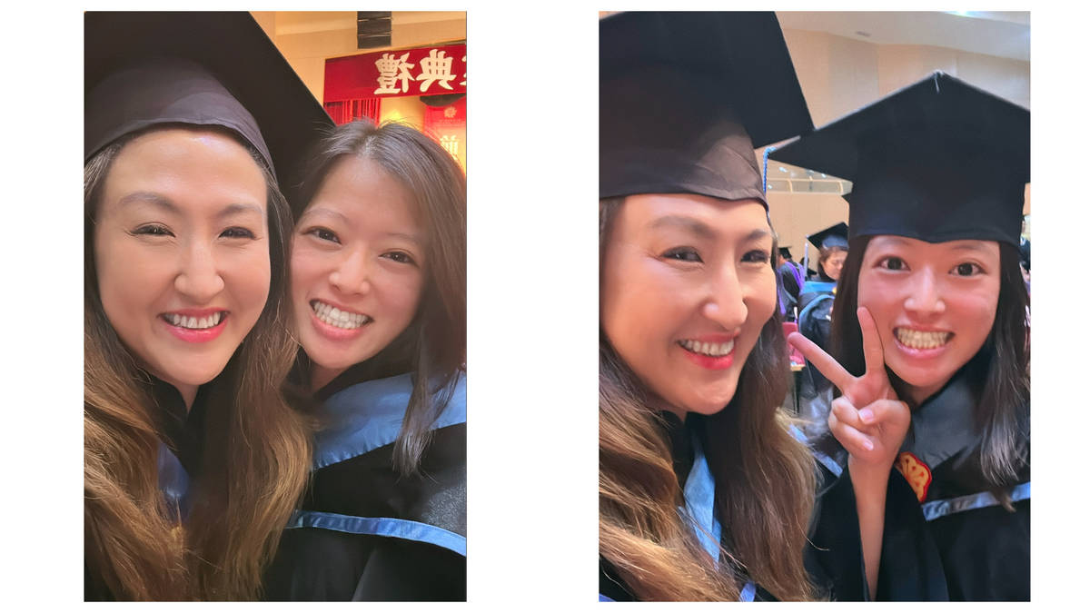 Isabelle and me at our NKNU graduation ceremony
.
我和馨誼在我們的國立高雄師範大學畢業典禮上