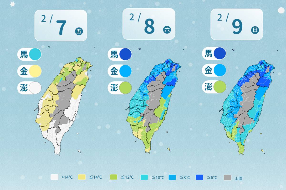 明起寒流來襲 北臺灣雪線下探1500公尺