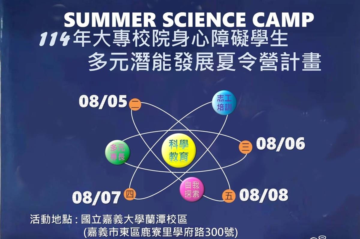 114年大專校院身心障礙學生多潛能發展夏令營海報