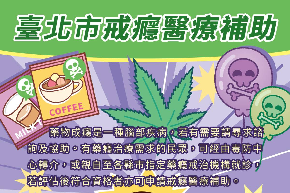 臺北市提供藥癮醫療補助，每人每年上限1.5萬元