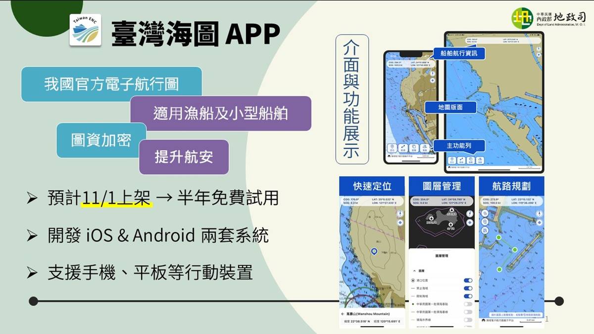 「臺灣海圖APP」上線與推廣執行情形