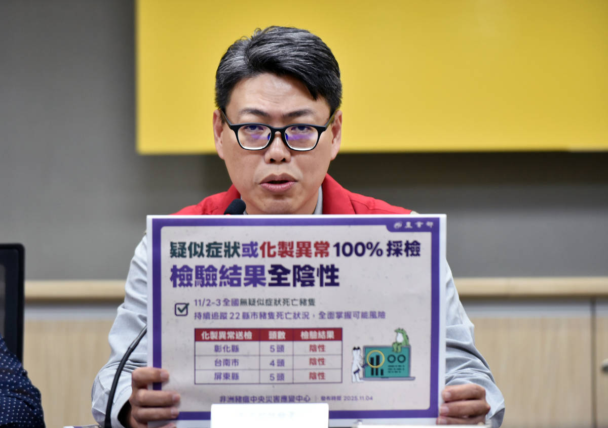 防檢署動物防疫組林念農組長表示，現在進行第三階段防疫措施，針對全國豬場及化製端執行查訪及監測，無論是相對高風險豬場、一般豬場、化製車採檢皆無異常案例出現。