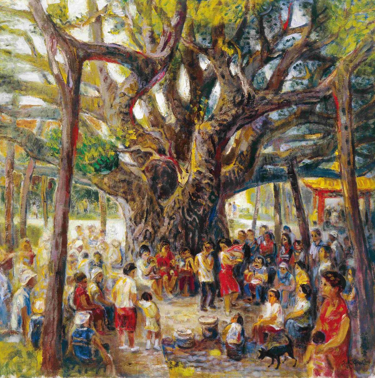 簡錫圭_大樹下 油彩畫布(主辦單位提供)