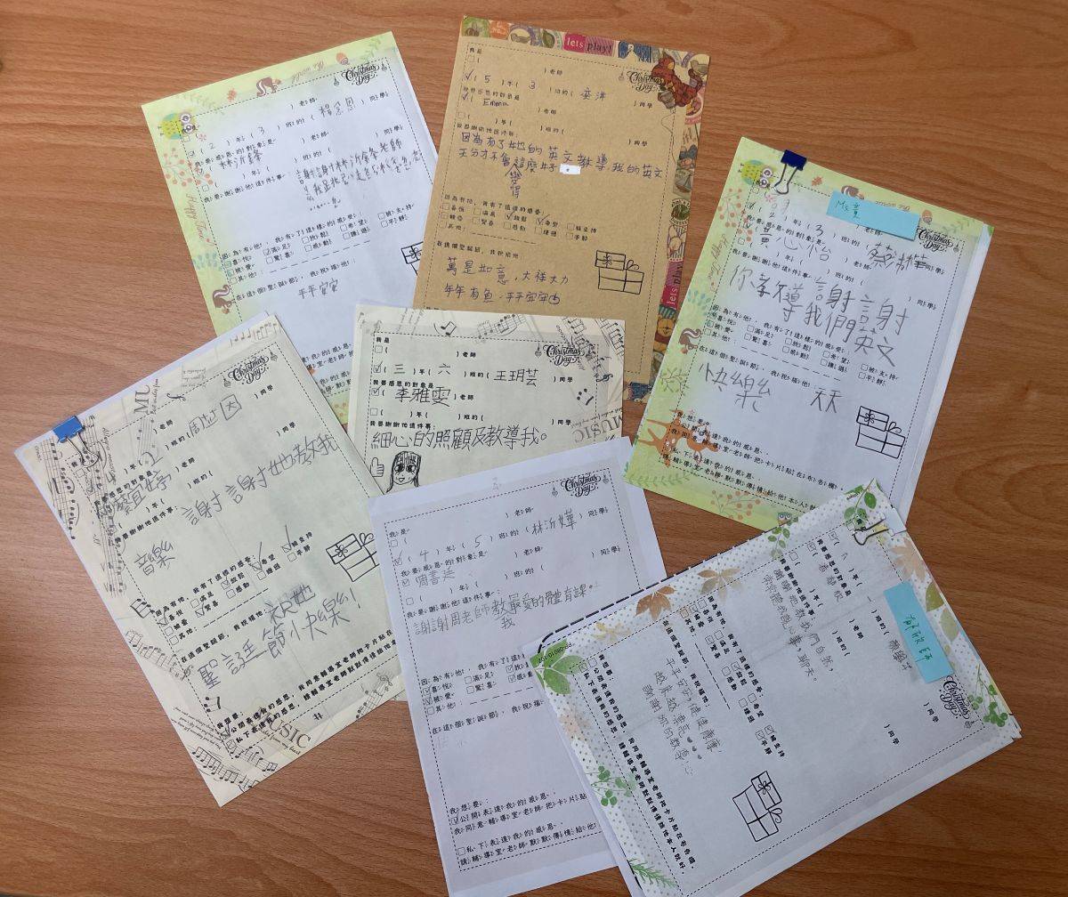 新和國小學生透過書寫與分享，學習在年末時刻向身邊重要的人說一聲謝謝