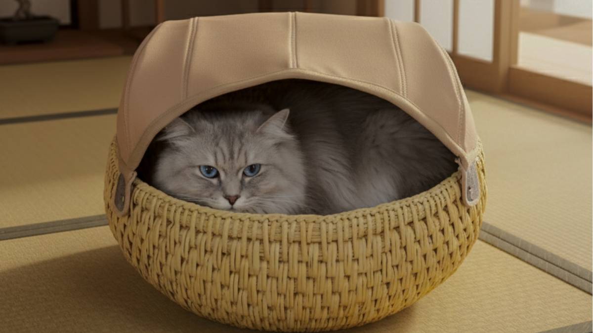 開發出的稻稈工藝商品—寵物的秘密基地