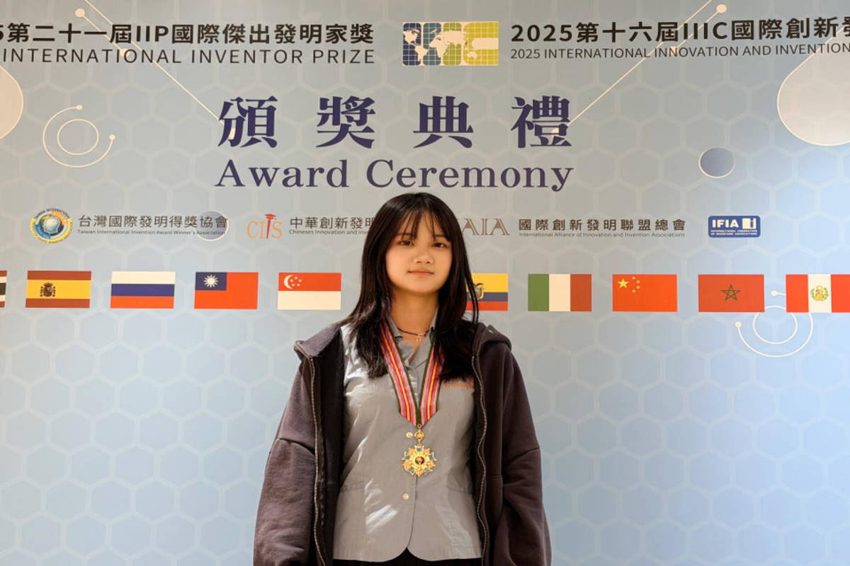 明道中學金牌發明家曾晨曦 展現跨域研究潛力（圖：曾晨曦提供）