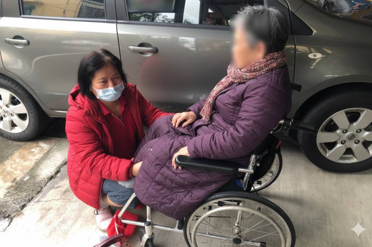 氣溫驟降，居服員探視個案。(僅示意，非當事者)