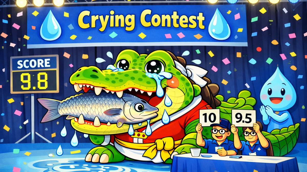 鱷魚：「真是太美味啦！」(圖片由AI生成)