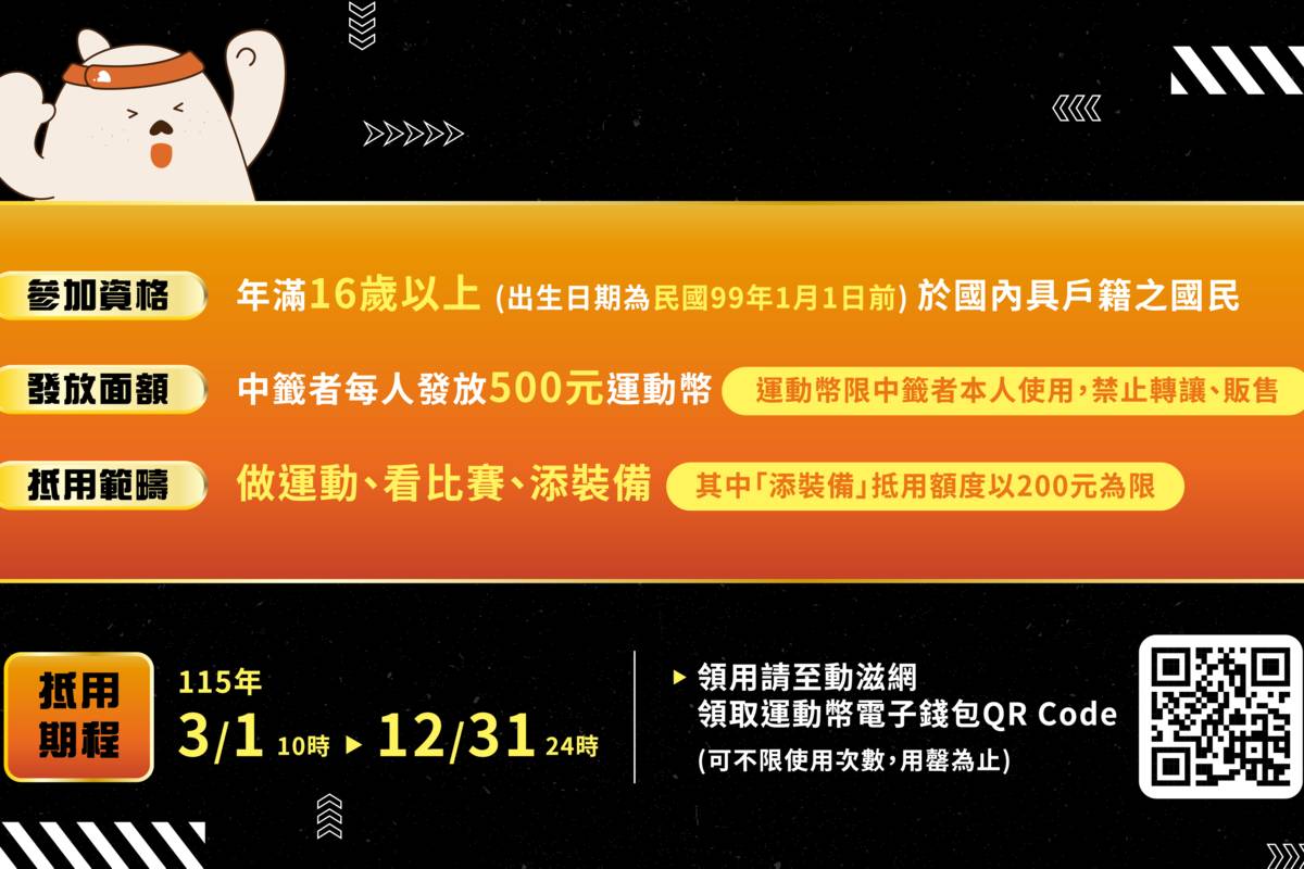 運動幣3月1日開放使用。(運動部提供)